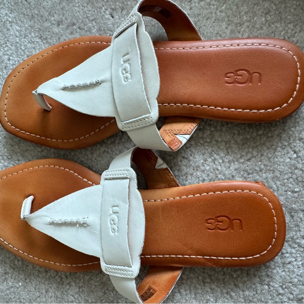 UGG White and Tan Sandals